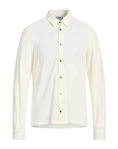 Alpha Studio Man Shirt Ivory Size 44 Cotton, Elastane In White