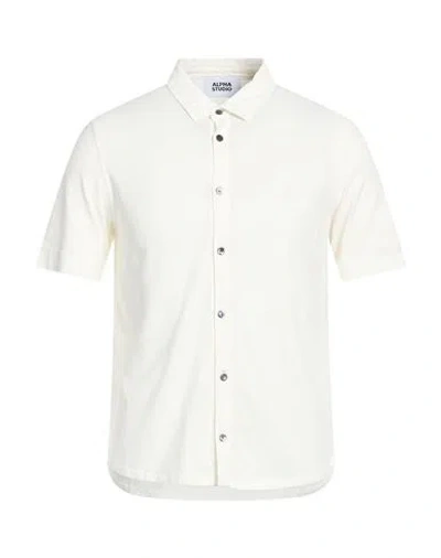 Alpha Studio Man Shirt Ivory Size 46 Cotton, Elastane In White