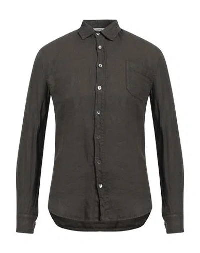 Alpha Studio Man Shirt Khaki Size 36 Linen In Beige