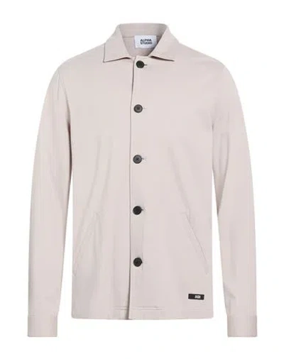 Alpha Studio Man Shirt Light Grey Size 46 Viscose, Polyamide, Elastane In Multi