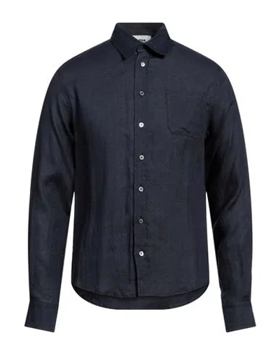 Alpha Studio Man Shirt Midnight Blue Size 44 Linen