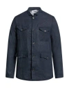 Alpha Studio Man Shirt Midnight Blue Size 38 Linen