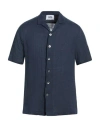 Alpha Studio Man Shirt Midnight Blue Size 40 Linen