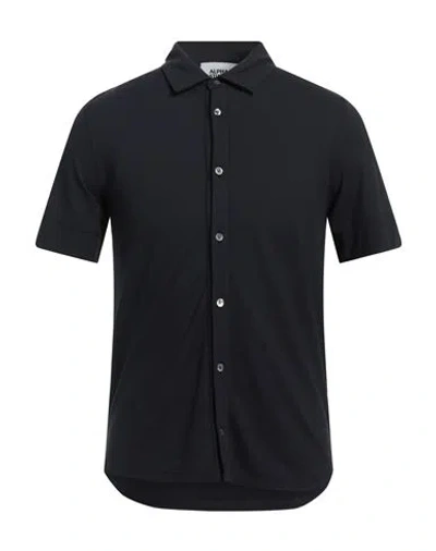 Alpha Studio Man Shirt Midnight Blue Size 44 Cotton, Elastane