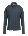 Alpha Studio Man Shirt Midnight Blue Size 44 Linen