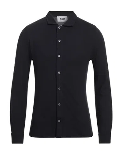 Alpha Studio Man Shirt Midnight Blue Size 46 Cotton, Elastane