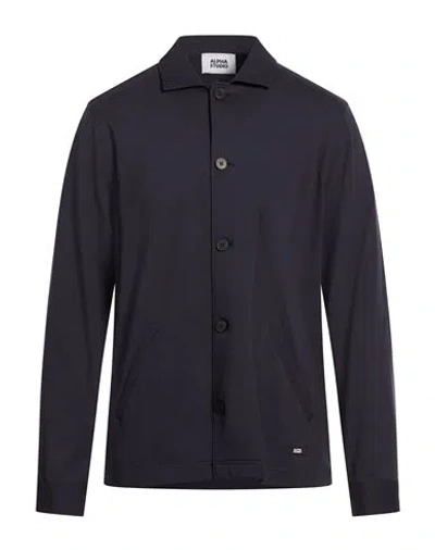 Alpha Studio Man Shirt Midnight Blue Size 46 Viscose, Polyamide, Elastane In Pattern