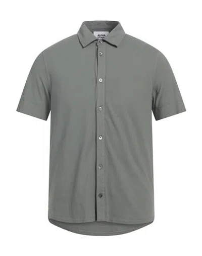 Alpha Studio Man Shirt Military Green Size 44 Cotton, Elastane