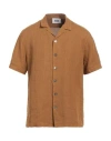Alpha Studio Man Shirt Marigold Size 48 Linen In Yellow