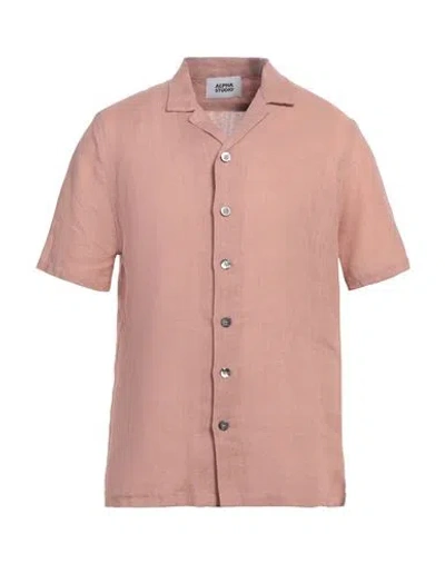 Alpha Studio Man Shirt Pink Size 44 Linen