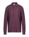 Alpha Studio Man Shirt Plum Size 46 Cotton, Elastane In Purple