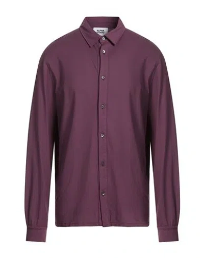 Alpha Studio Man Shirt Plum Size 46 Cotton, Elastane In Purple
