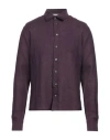 Alpha Studio Man Shirt Plum Size 46 Linen In Purple
