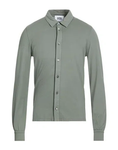 Alpha Studio Man Shirt Sage Green Size 38 Cotton, Elastane