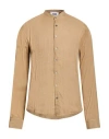 Alpha Studio Man Shirt Sand Size 46 Linen In Brown