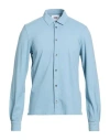 Alpha Studio Man Shirt Slate Blue Size 44 Cotton, Elastane