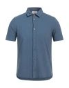 Alpha Studio Man Shirt Slate Blue Size 46 Cotton, Elastane