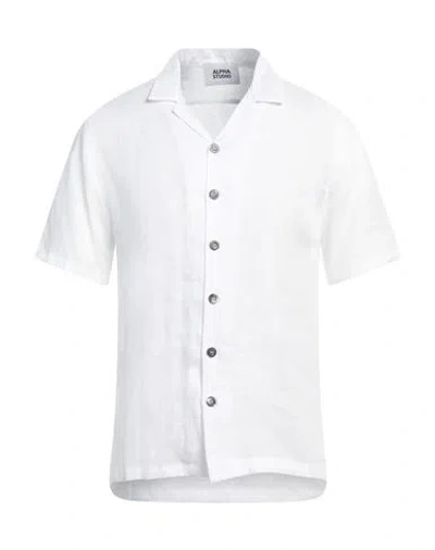 Alpha Studio Man Shirt White Size 38 Linen