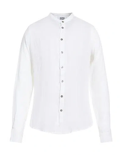 Alpha Studio Man Shirt White Size 40 Linen
