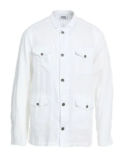 Alpha Studio Man Shirt White Size 42 Linen
