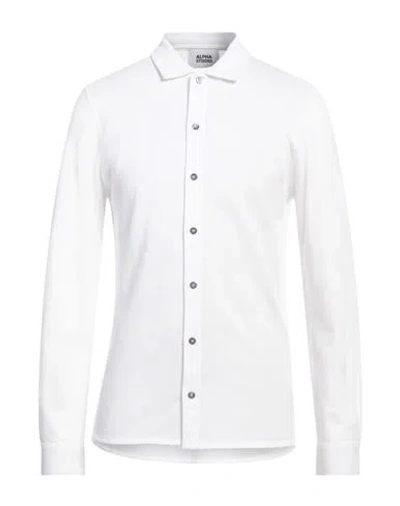 ALPHA STUDIO ALPHA STUDIO MAN SHIRT WHITE SIZE 46 COTTON, ELASTANE