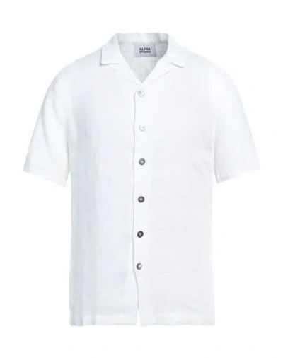 Alpha Studio Man Shirt White Size 40 Linen