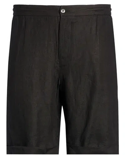 Alpha Studio Man Shorts & Bermuda Shorts Black Size 40 Linen