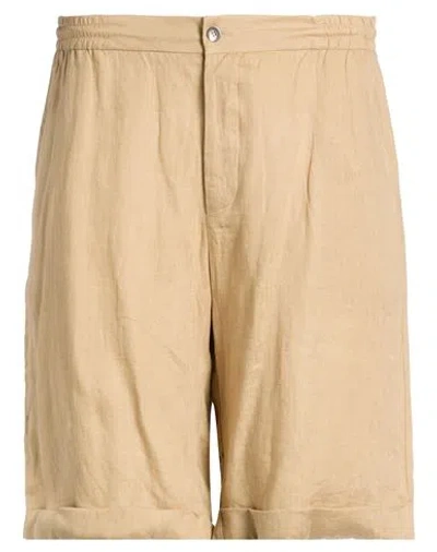 Alpha Studio Man Shorts & Bermuda Shorts Khaki Size 40 Linen In Neutral