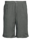 Alpha Studio Man Shorts & Bermuda Shorts Military Green Size 38 Linen