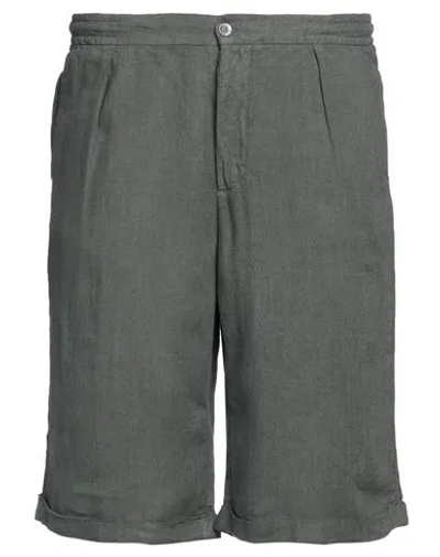 Alpha Studio Man Shorts & Bermuda Shorts Military Green Size 38 Linen