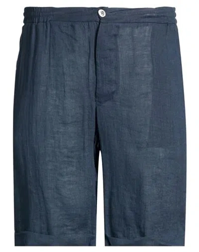 Alpha Studio Man Shorts & Bermuda Shorts Navy Size 40 Linen In Blue