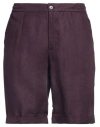 Alpha Studio Man Shorts & Bermuda Shorts Plum Size 36 Linen In Purple