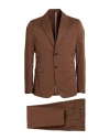 Alpha Studio Man Suit Brown Size 44 Cotton, Polyamide, Elastane In Brown