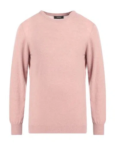 Alpha Studio Man Sweater Antique Rose Size L Viscose, Nylon, Wool, Cashmere In Pink