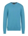 Alpha Studio Man Sweater Azure Size 44 Merino Wool In Blue