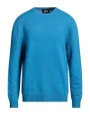 Alpha Studio Man Sweater Azure Size 46 Geelong Wool In Blue