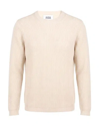 Alpha Studio Man Sweater Beige Size 38 Merino Wool In Neutral