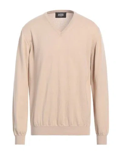 Alpha Studio Man Sweater Beige Size 44 Cashmere