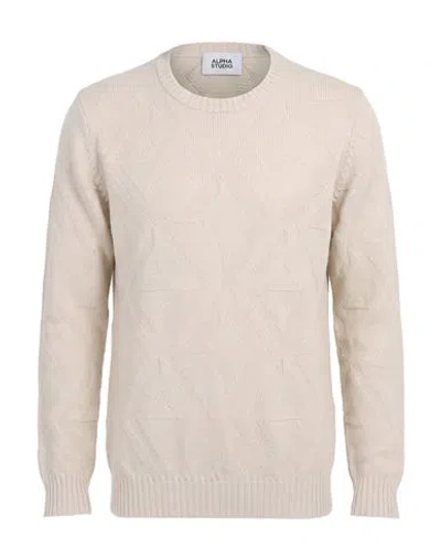 Alpha Studio Man Sweater Beige Size 40 Merino Wool