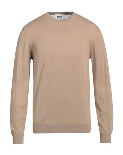 Alpha Studio Man Sweater Beige Size 42 Cotton In Brown