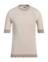 Alpha Studio Man Sweater Beige Size 44 Linen, Cotton In Beige