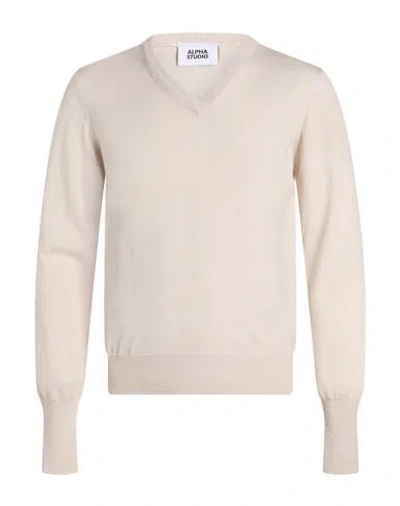 Alpha Studio Man Sweater Beige Size 42 Merino Wool In Multi
