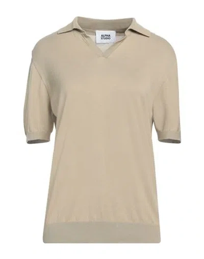 Alpha Studio Man Sweater Beige Size 44 Cotton In Beige