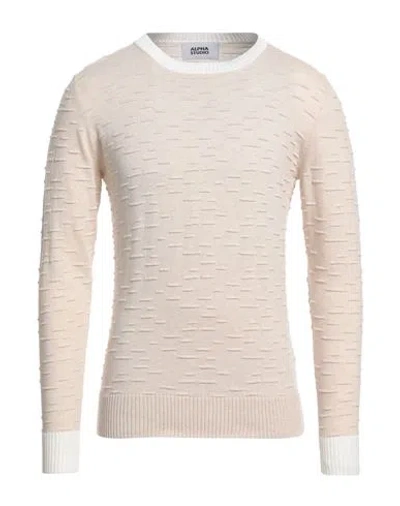 Alpha Studio Man Sweater Beige Size 44 Cotton