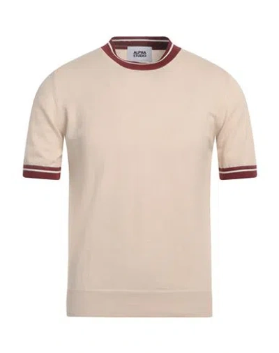 Alpha Studio Man Sweater Beige Size 44 Cotton