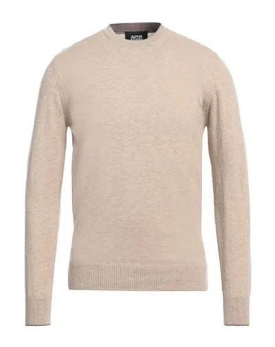 Alpha Studio Man Sweater Beige Size 44 Geelong Wool