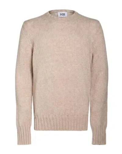 Alpha Studio Man Sweater Beige Size 44 Merino Wool, Polyamide, Alpaca Wool In Sand