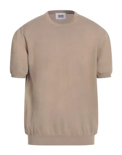 Alpha Studio Man Sweater Beige Size 46 Cotton