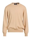 Alpha Studio Man Sweater Beige Size 46 Merino Wool In Nude