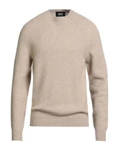 Alpha Studio Man Sweater Beige Size 46 Wool